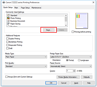 figura:Save... din fila Quick Setup