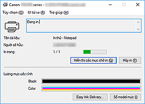 hình: Màn hình trạng thái Canon IJ