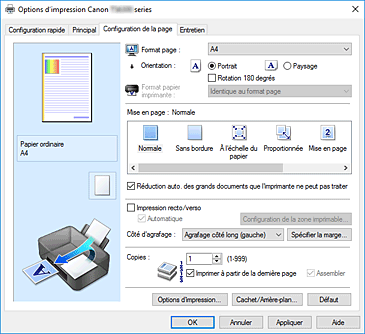 figure : Onglet Configuration de la page