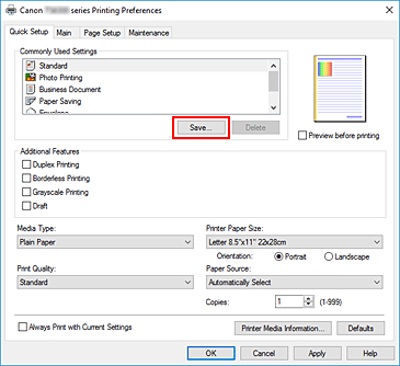 figura:Save... din fila Quick Setup