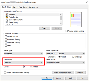 figura: Qualità di stampa nella scheda Impostazione rapida