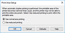 slika: pogovorno okno Print Area Setup