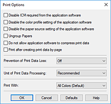 slika: pogovorno okno Print Options
