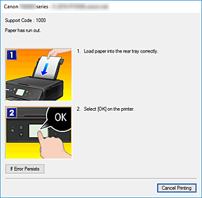 фигура: Дисплей за грешки на Canon IJ Status Monitor