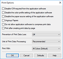 figure:Print Options dialog box