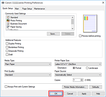 Imagen: Aceptar de la ficha Configuración rápida