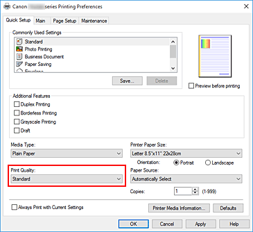 figura: Qualità di stampa nella scheda Impostazione rapida