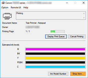 afbeelding: Canon IJ-statusmonitor