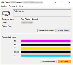 afbeelding: Canon IJ-statusmonitor