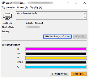 hình: Màn hình trạng thái Canon IJ