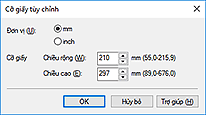 hình: Hộp thoại Cỡ giấy tùy chỉnh