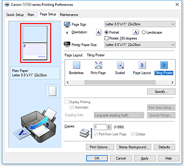фигура: Показване на визуализация на настройките в раздела &bdquo;Page Setup&rdquo;