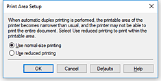 Imagen: cuadro de diálogo Configuración del área de impresión