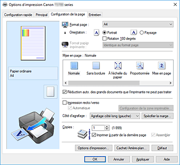 figure : Onglet Configuration de la page