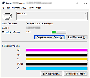 gambar: Monitor Status Canon IJ