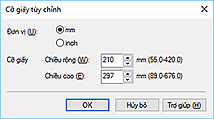 hình: Hộp thoại Cỡ giấy tùy chỉnh