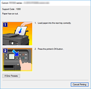 фигура: Дисплей за грешки на Canon IJ Status Monitor