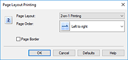 figure:Page Layout Printing dialog box