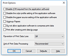 figure:Print Options dialog box