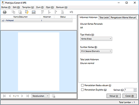 gambar: Pratinjau Canon IJ XPS