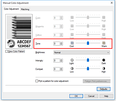 figura:Tone din caseta de dialog Manual Color Adjustment