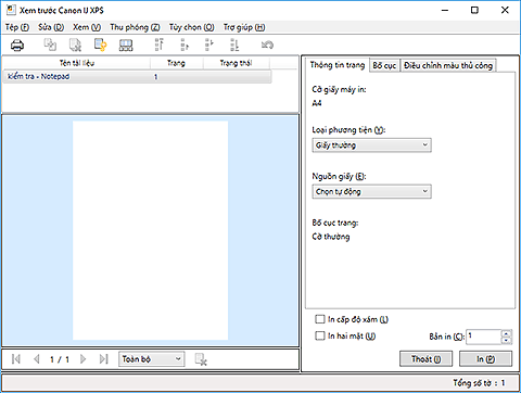 hình: Xem trước Canon IJ XPS