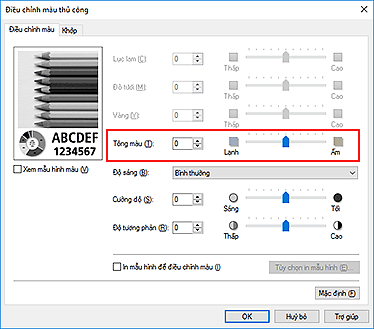 hình: Tông màu trong hộp thoại Điều chỉnh màu thủ công