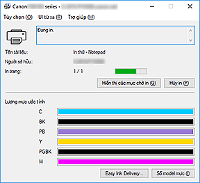 hình: Màn hình trạng thái Canon IJ