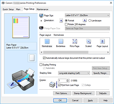 Imagen: ficha Configurar página
