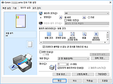 그림: [페이지 설정] 탭