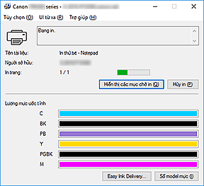 hình: Màn hình trạng thái Canon IJ