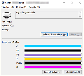 hình: Màn hình trạng thái Canon IJ