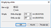 hình: Hộp thoại Cỡ giấy tùy chỉnh