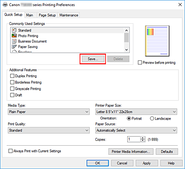 figura:Save... din fila Quick Setup