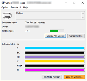 Obrázok: aplikácia Monitor stavu tlačiarne Canon IJ