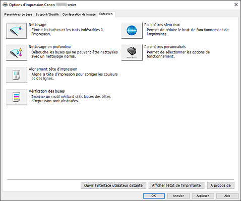 figure&nbsp;: Onglet Entretien