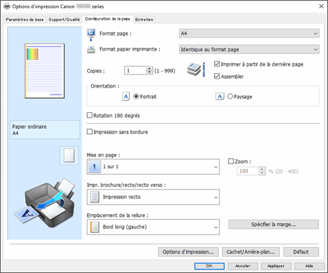 figure&nbsp;: Onglet Configuration de la page
