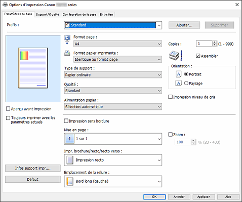 figure : onglet Paramètres de base
