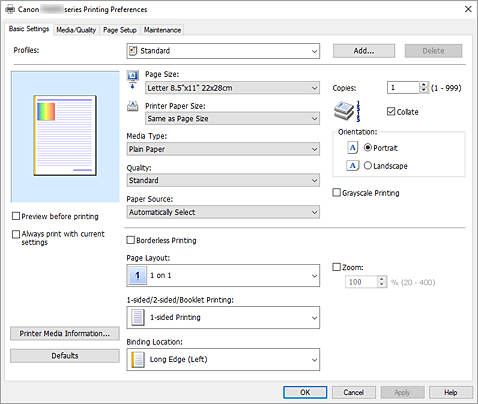 figure:Basic Settings tab