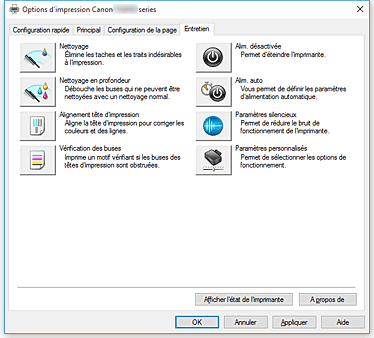 figure&nbsp;: Onglet Entretien