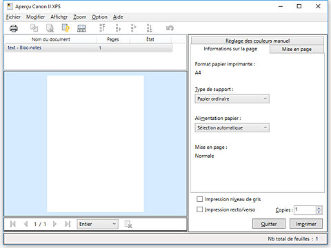figure&nbsp;: Aperçu Canon IJ XPS