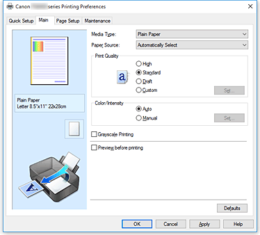 attēls: cilne Galvenie iestatījumi