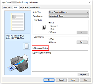 рисунок: флажок «Оттенки серого» на вкладке «Главная»
