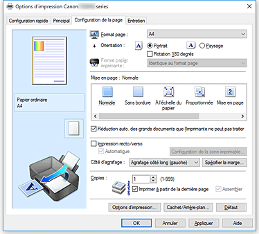 figure&nbsp;: Onglet Configuration de la page