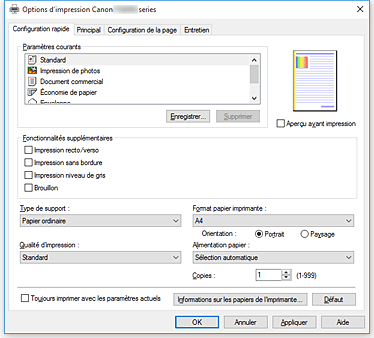 figure&nbsp;: Onglet Configuration rapide