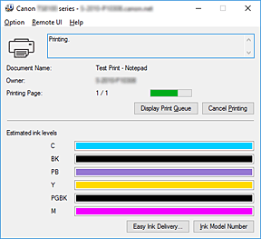 afbeelding: Canon IJ-statusmonitor