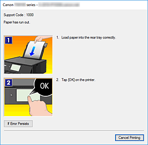 figura: Exibição de erro do Monitor de Status Canon IJ
