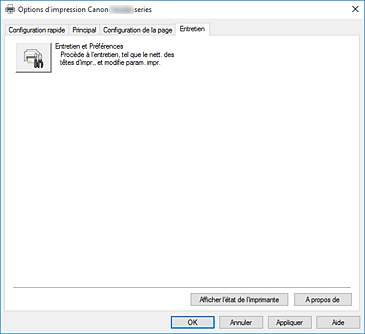 figure&nbsp;: Onglet Entretien