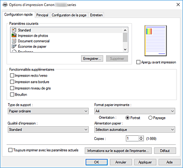 figure&nbsp;: Onglet Configuration rapide