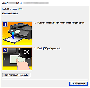 gambar: Tampilan Kesalahan Monitor Status Canon IJ